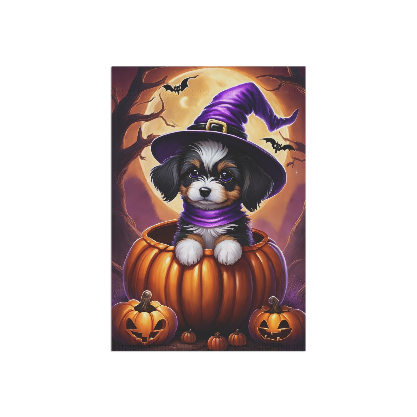 Cute Puppy Halloween Garden Flag/ House Banner
