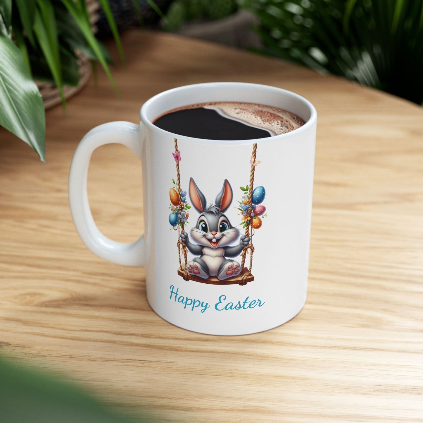 Cute Swinging Bunny Easter Mug