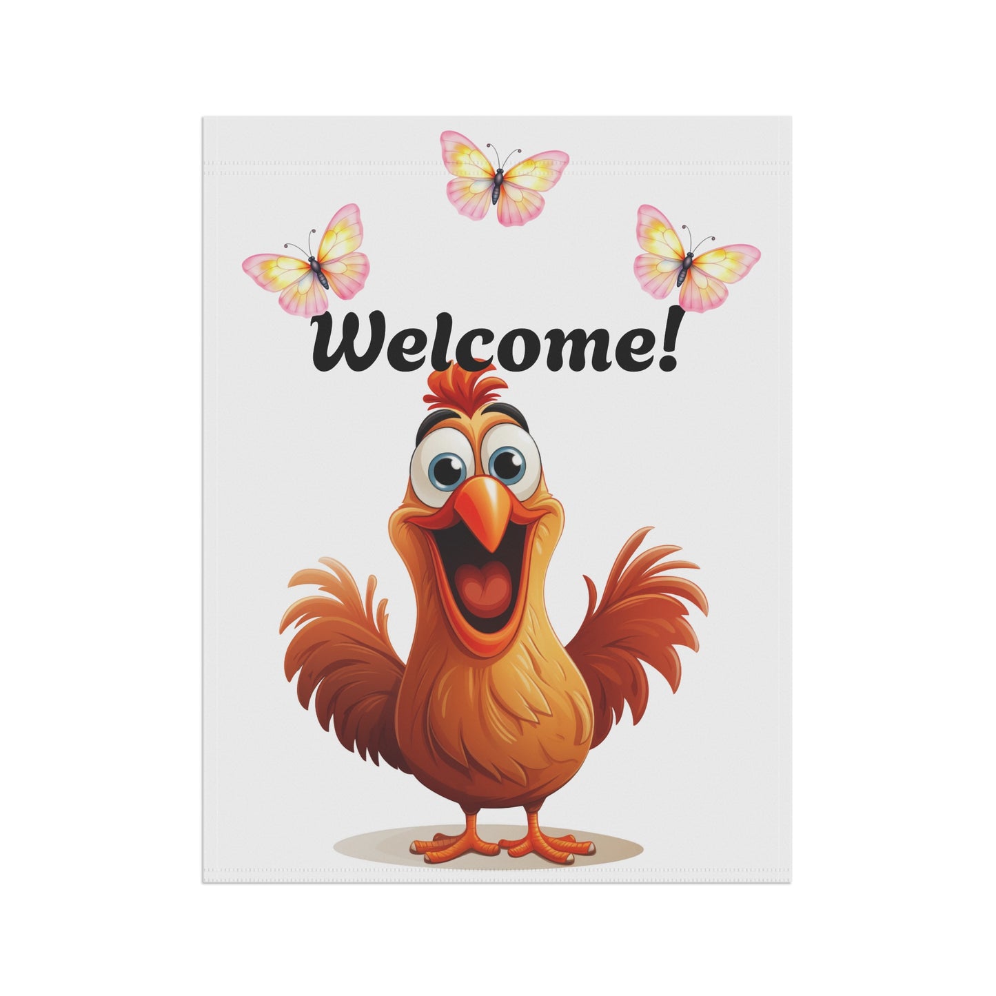Funny Welcome Garden Flag Cartoon Chicken
