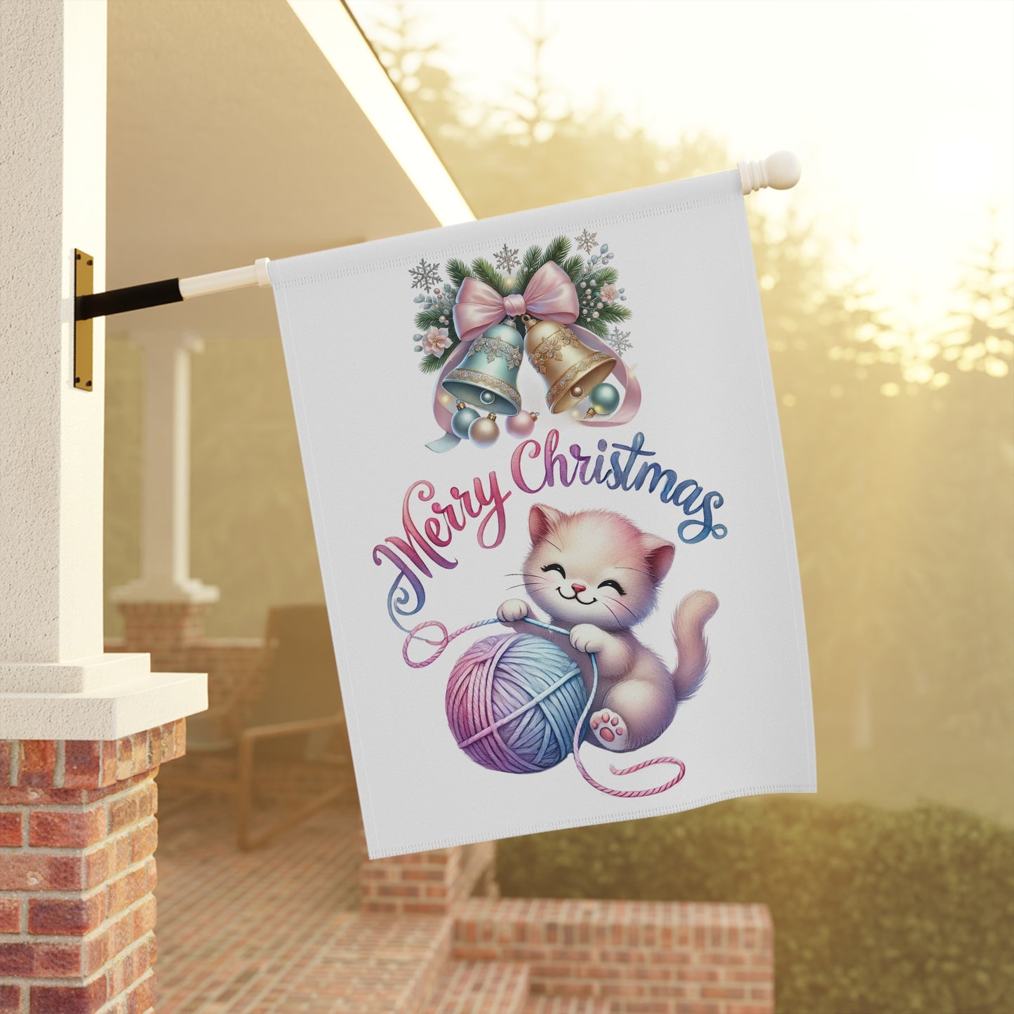 Happy Kitten Christmas Flag