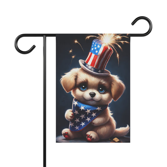 4th of July Puppy Garden Flag/House Banner