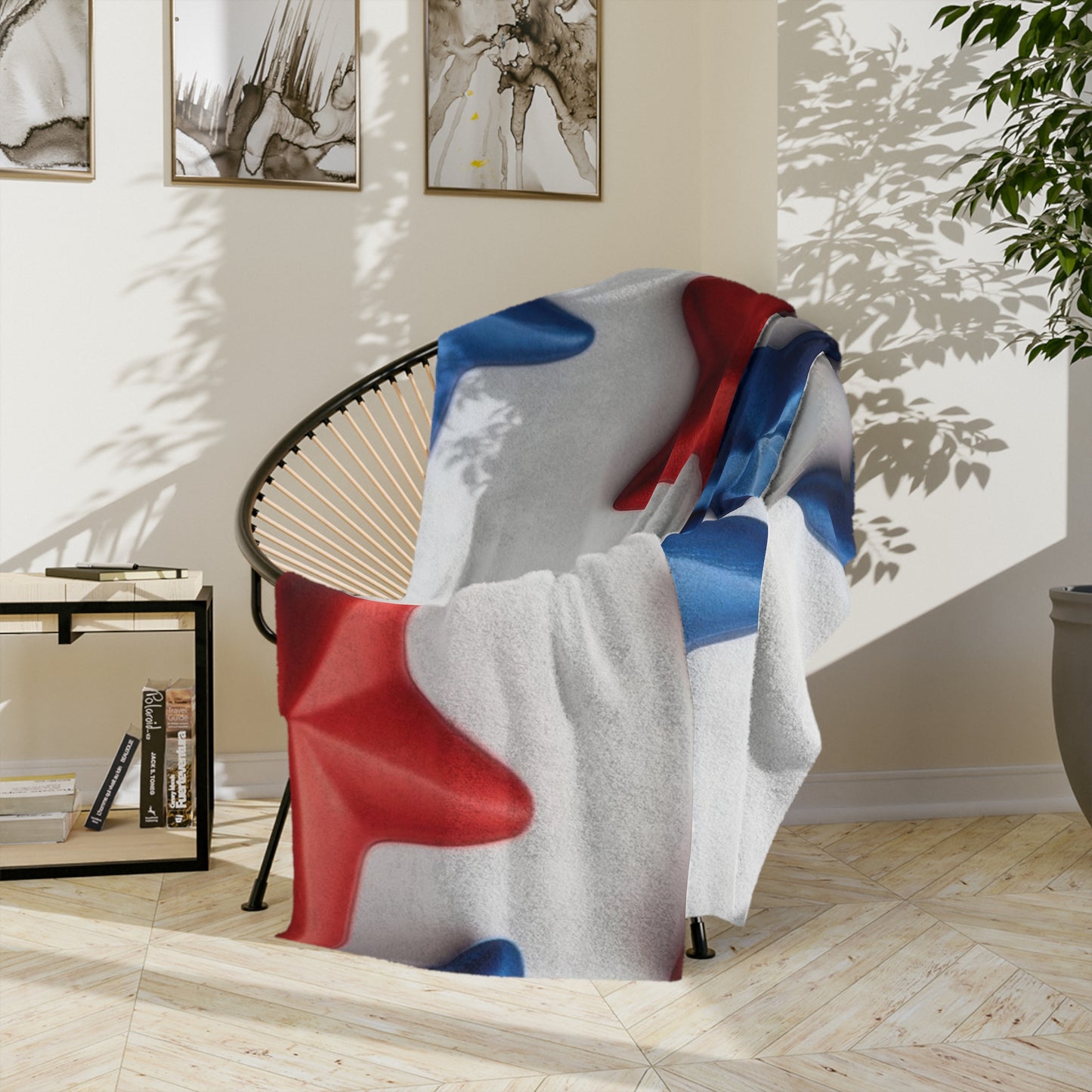 Red and Blue Stars Velveteen Plush Blanket