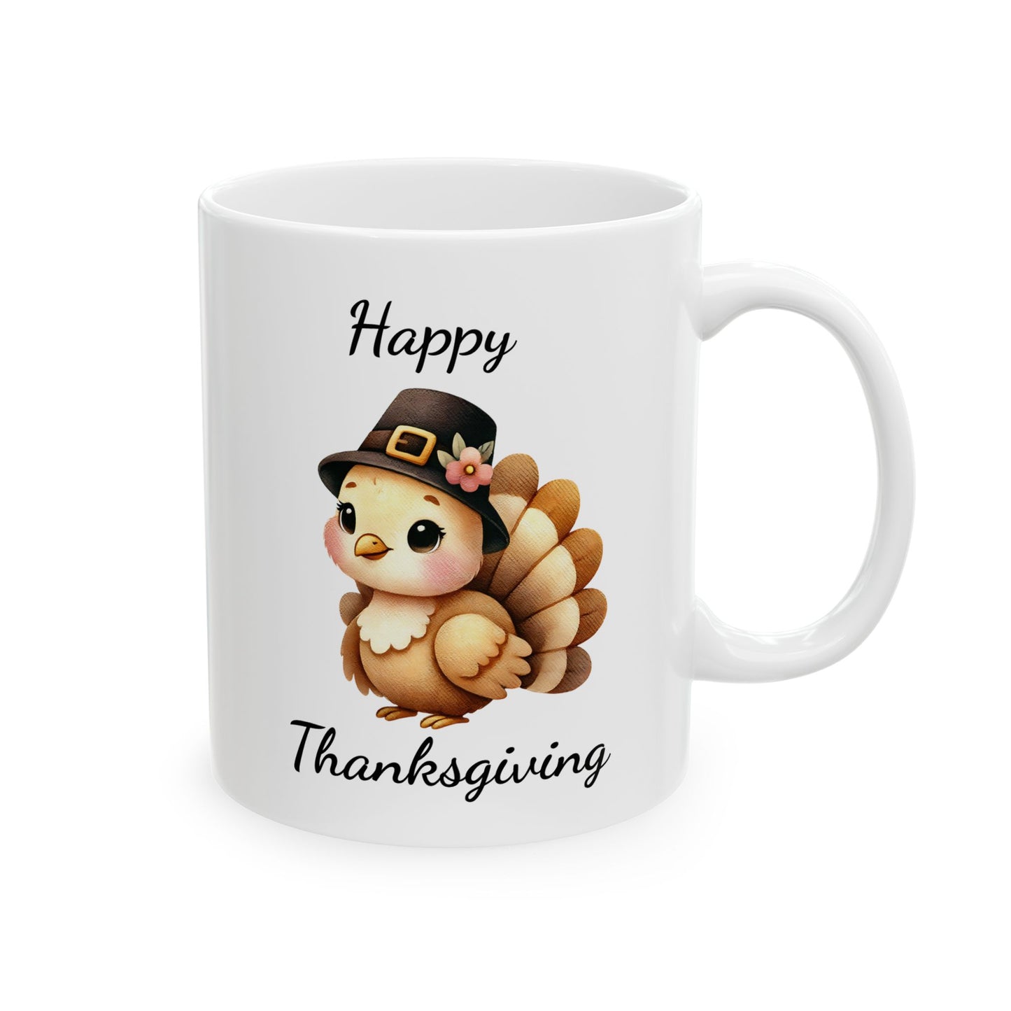 Thanksgiving Turkey Ceramic Mug with a Sweet Baby Turkey
