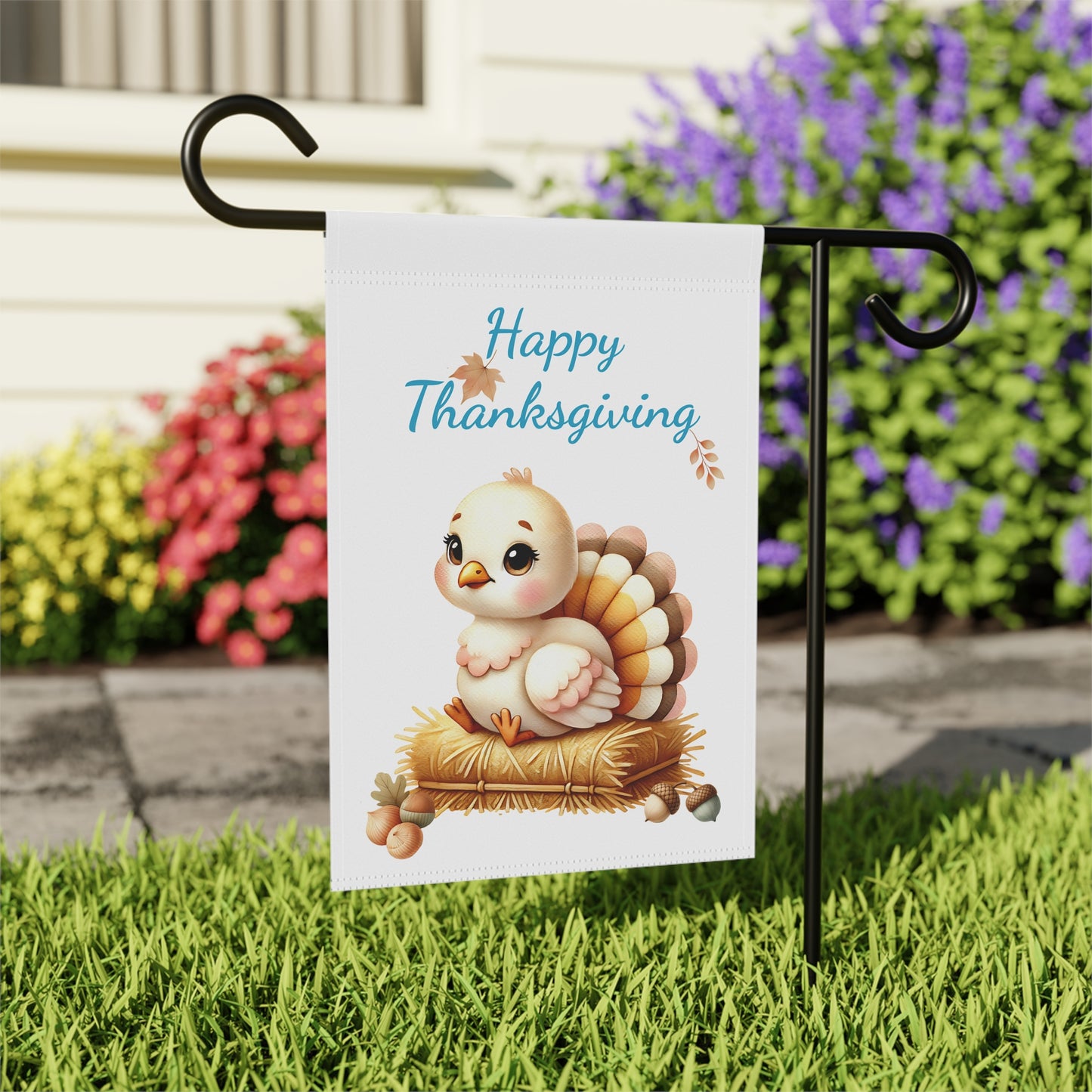 Happy Thanksgiving Cute Turkey Garden Flag