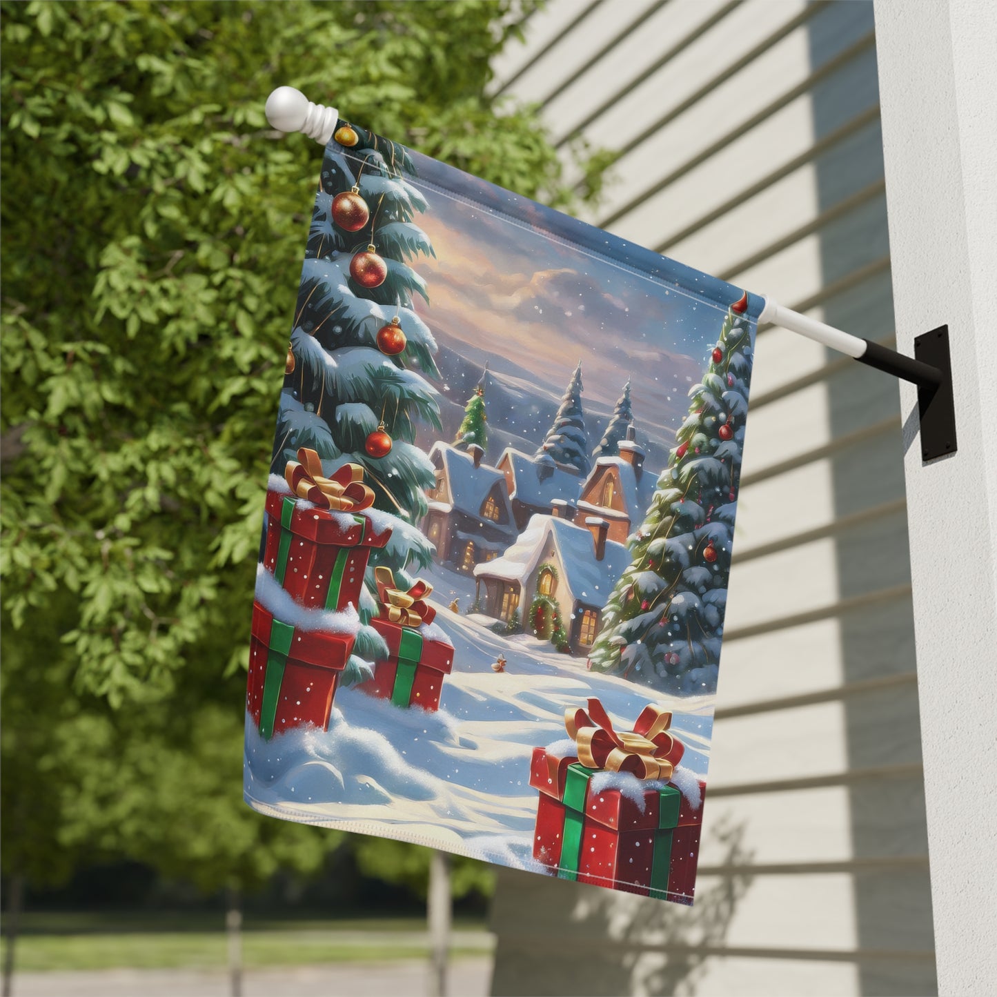 Magical Christmas Village & Presents Garden Flag