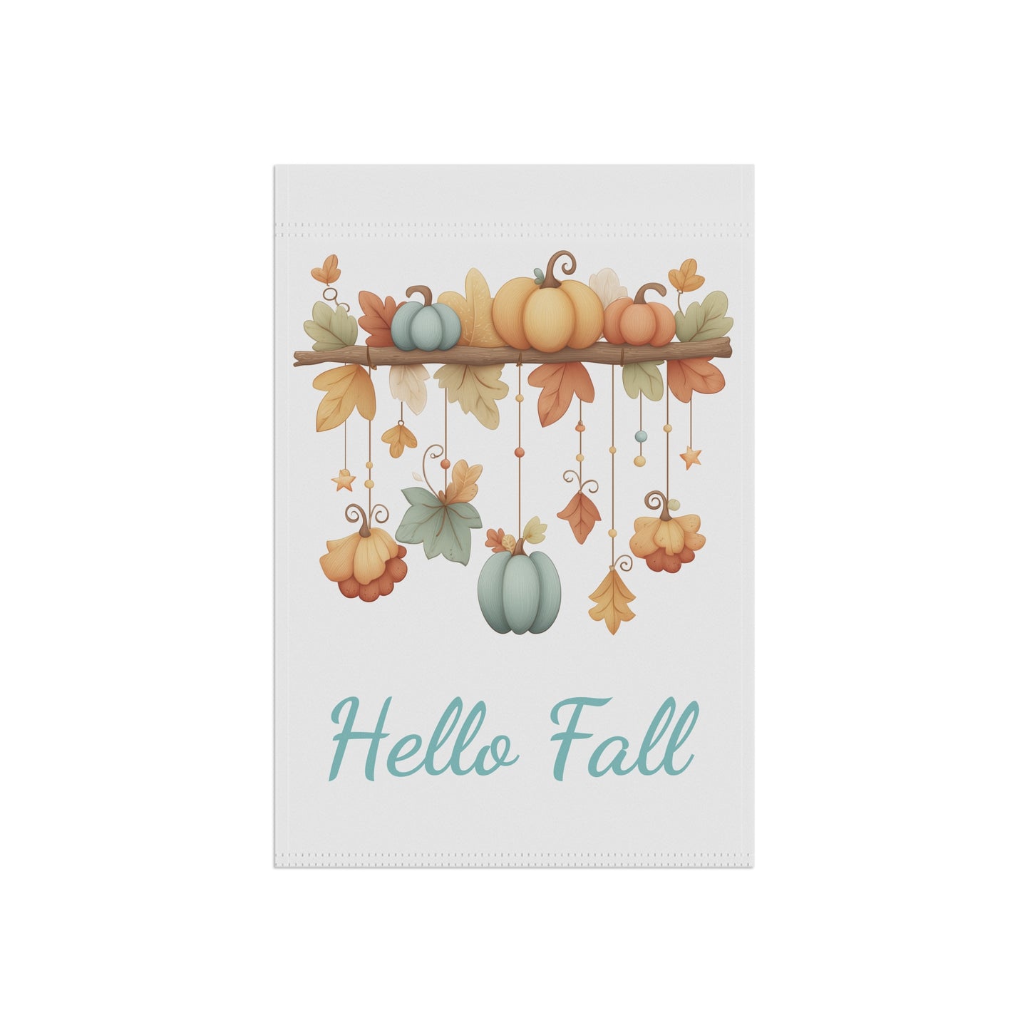Hello Fall Pumpkin Garland Garden Flag