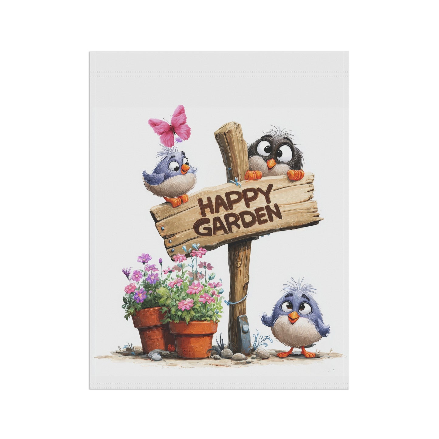Cute Happy Garden Flag