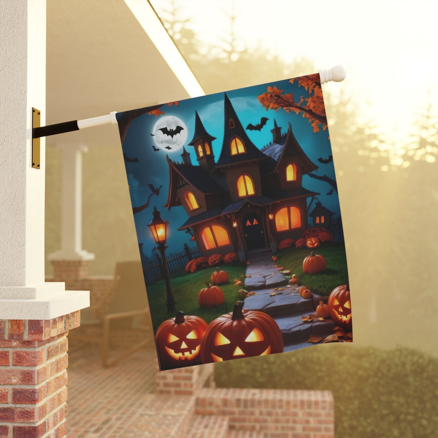 Whimsical Haunted House Halloween Garden Flag