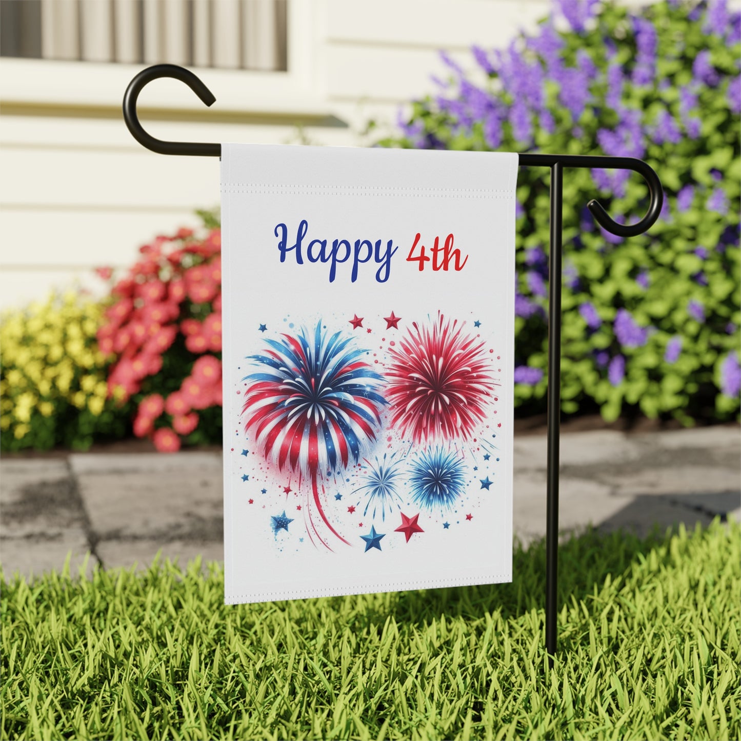 Fireworks and Stars Garden Flag