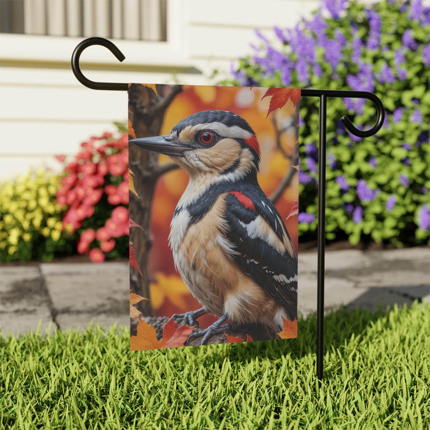 Autumn Woodpecker Garden Flag