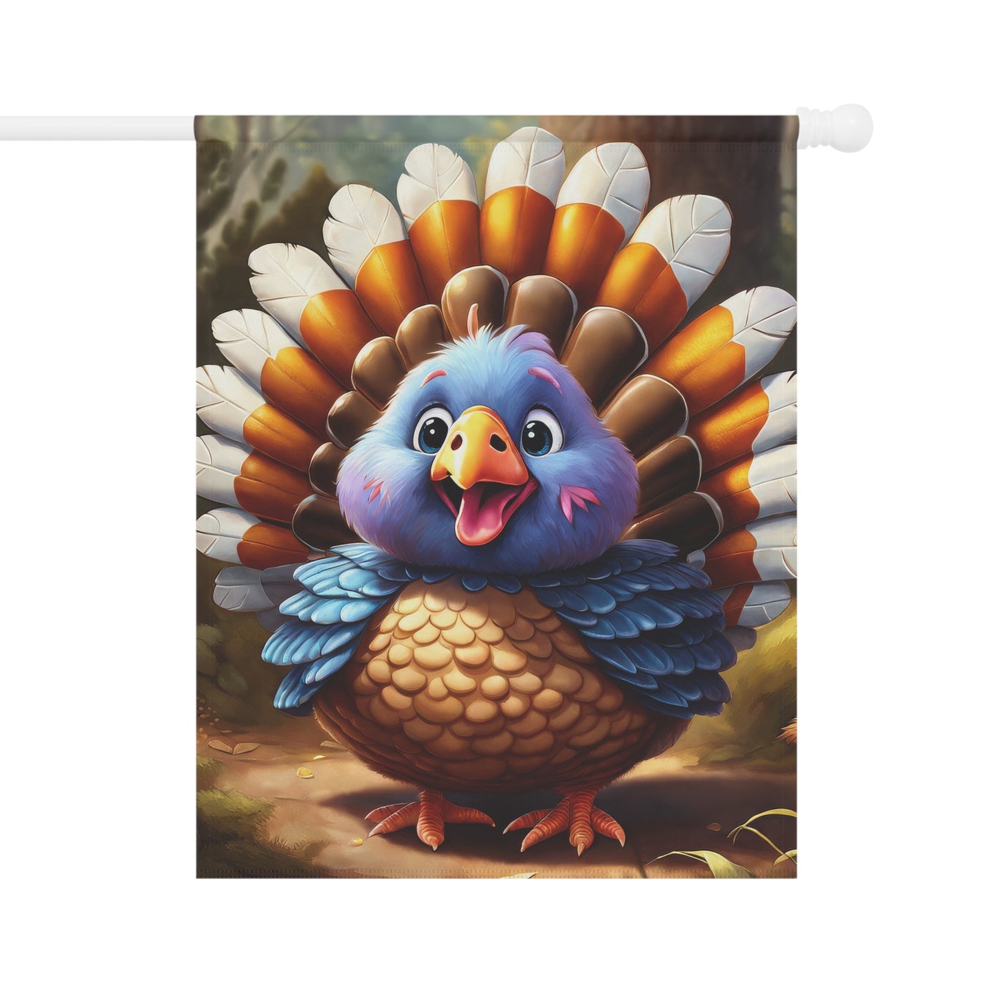 Cute Cartoon Thanksgiving Turkey Garden Flag