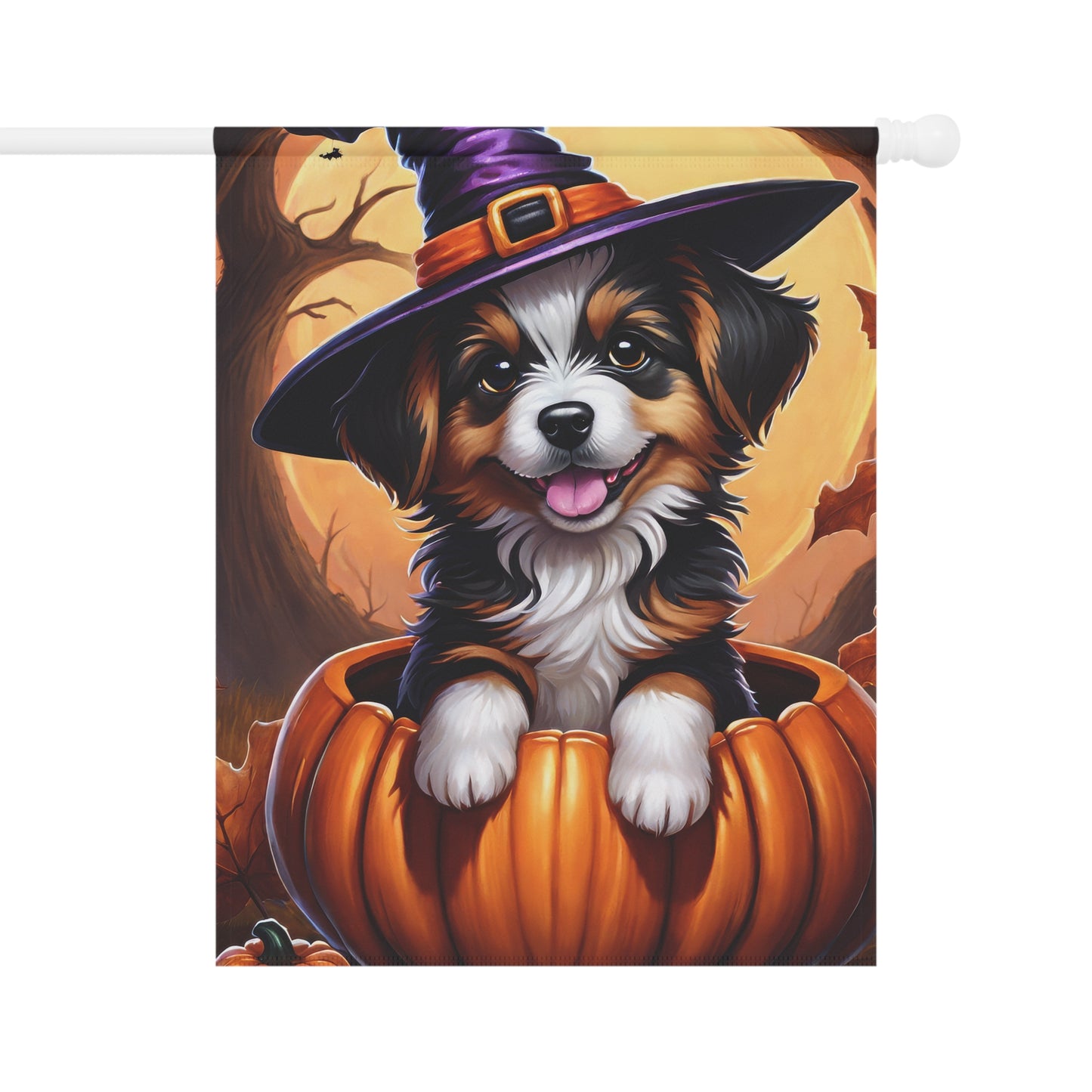 Playful Puppy Halloween Garden Flag/ House Banner