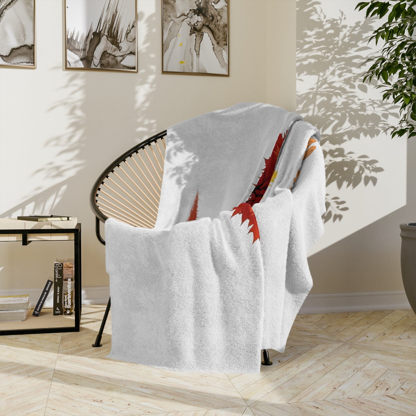 Hello Fall Autumn Tree Velveteen Blanket,