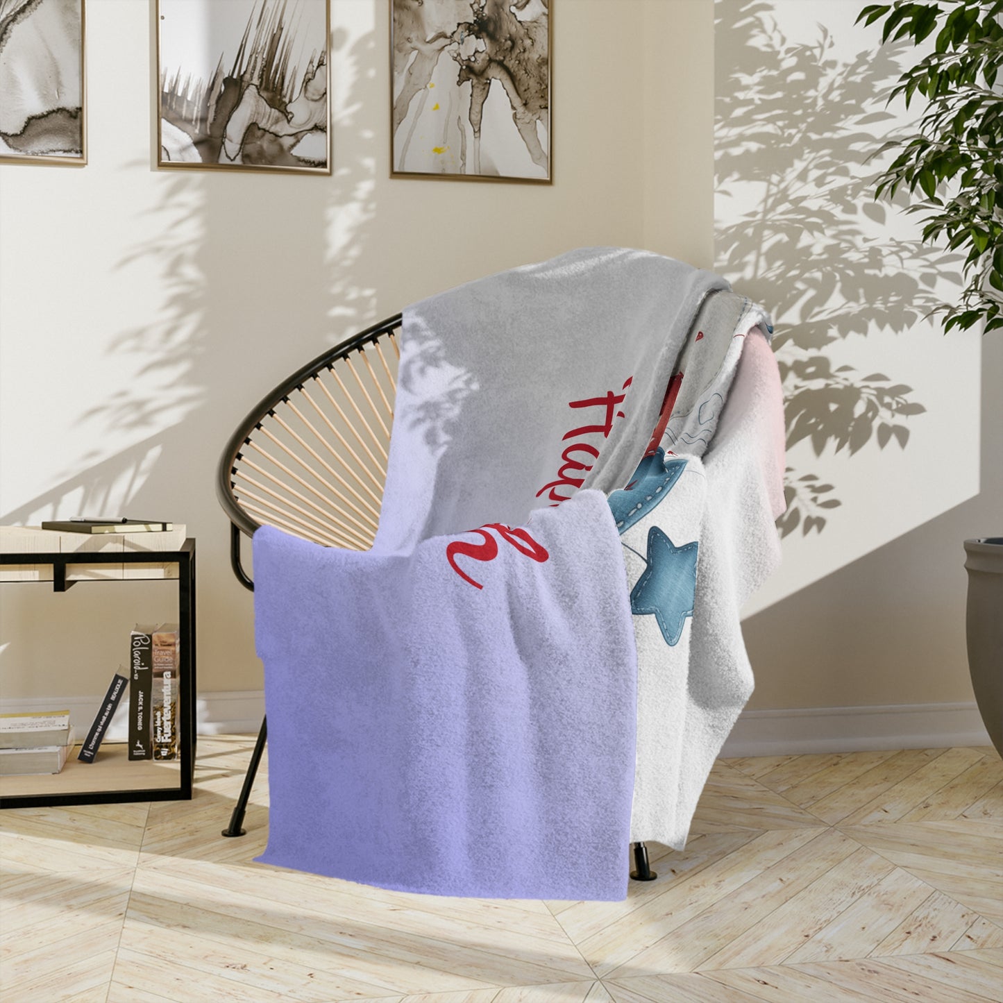 Happy 4th of July Heart Throw Blanket for Patriotic Decor