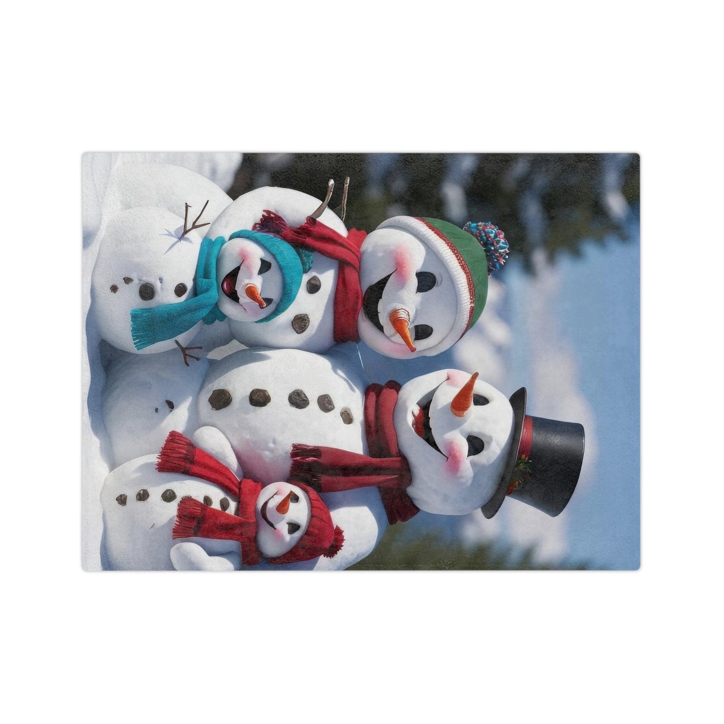 Snowman Family Velveteen Plush Christmas Blanket