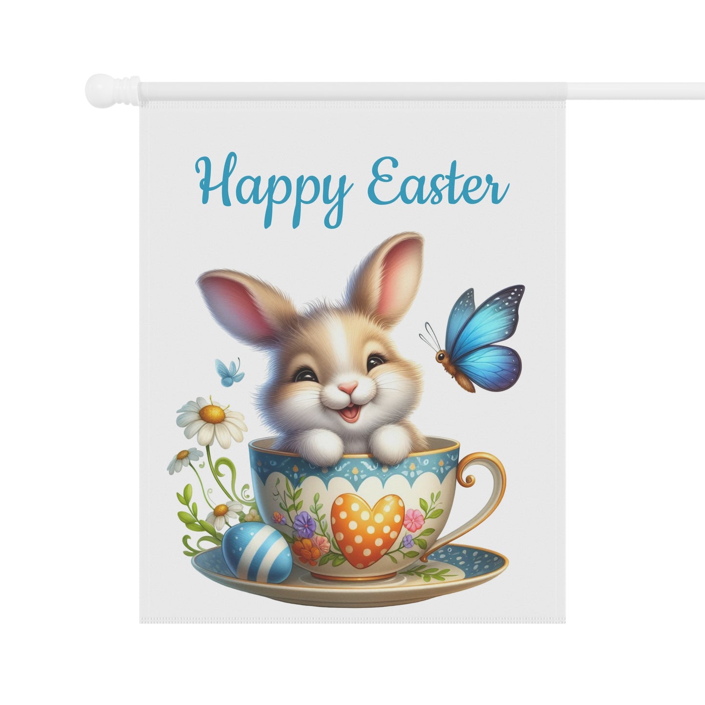 Adorable Easter Bunny in Teacup Garden Flag