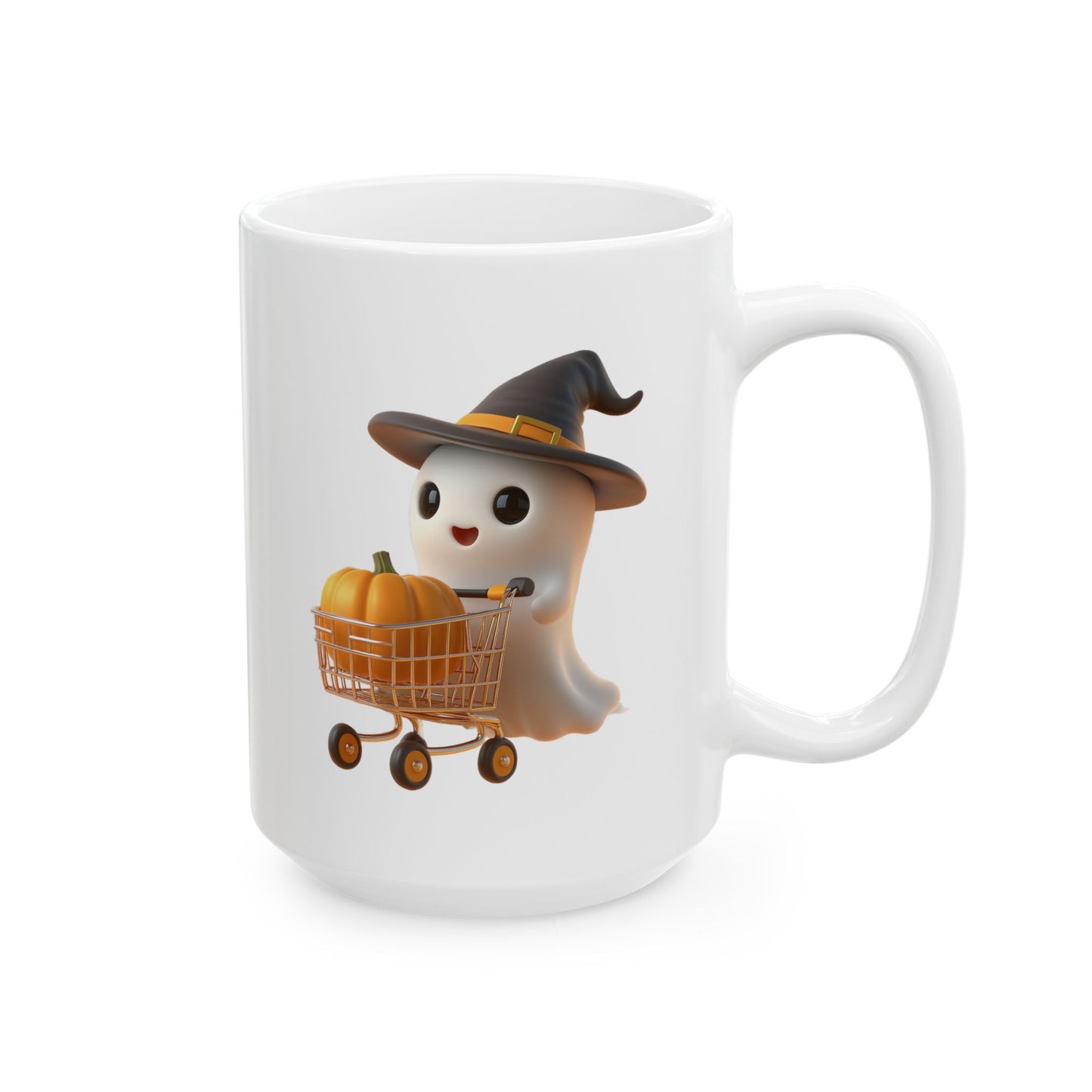 Adorable Ghost with Pumpkin Shopping Cart Coffee Mug
