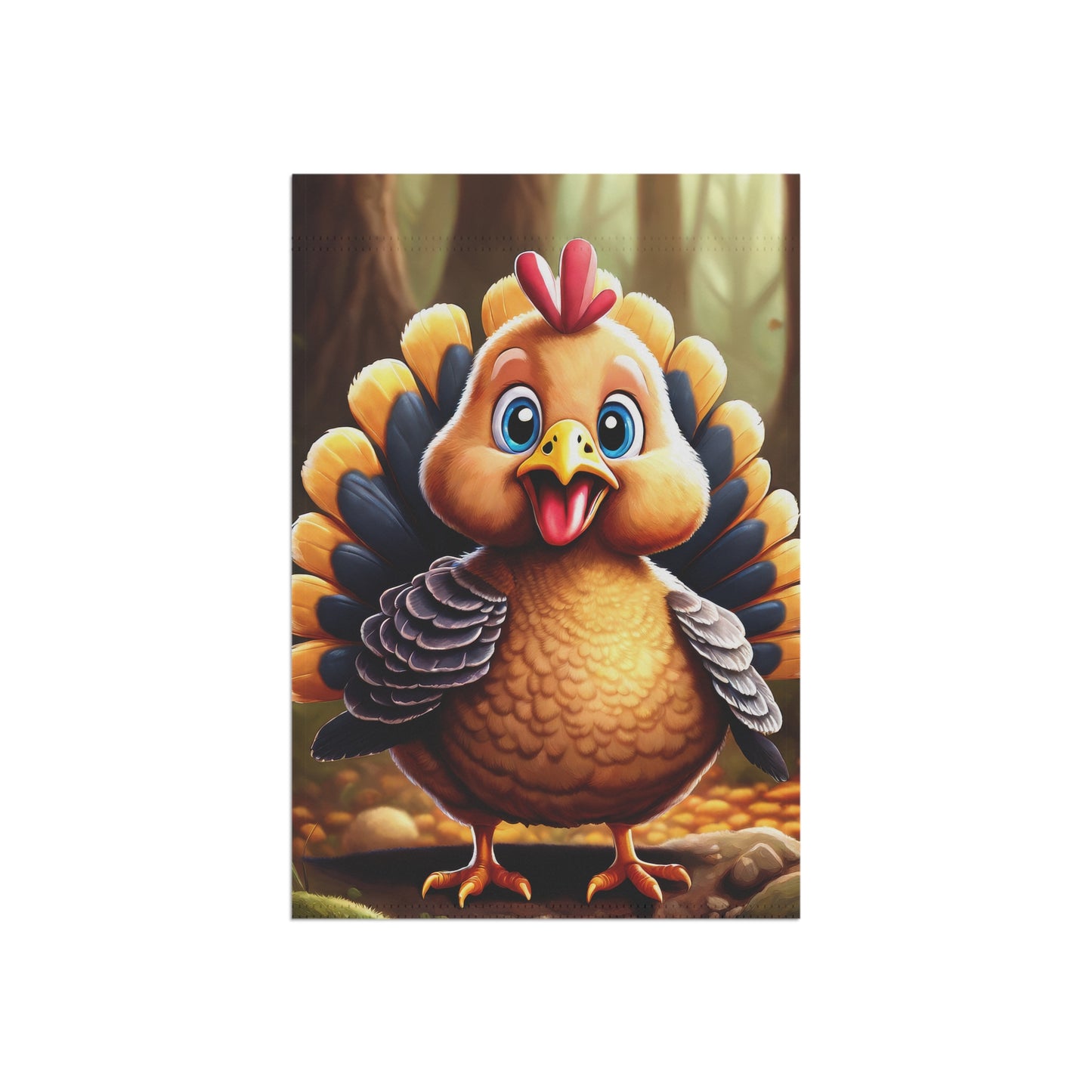 Happy Cartoon Turkey Garden Flag