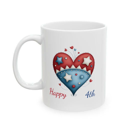 July 4th Heart Patriotic Coffee Mug