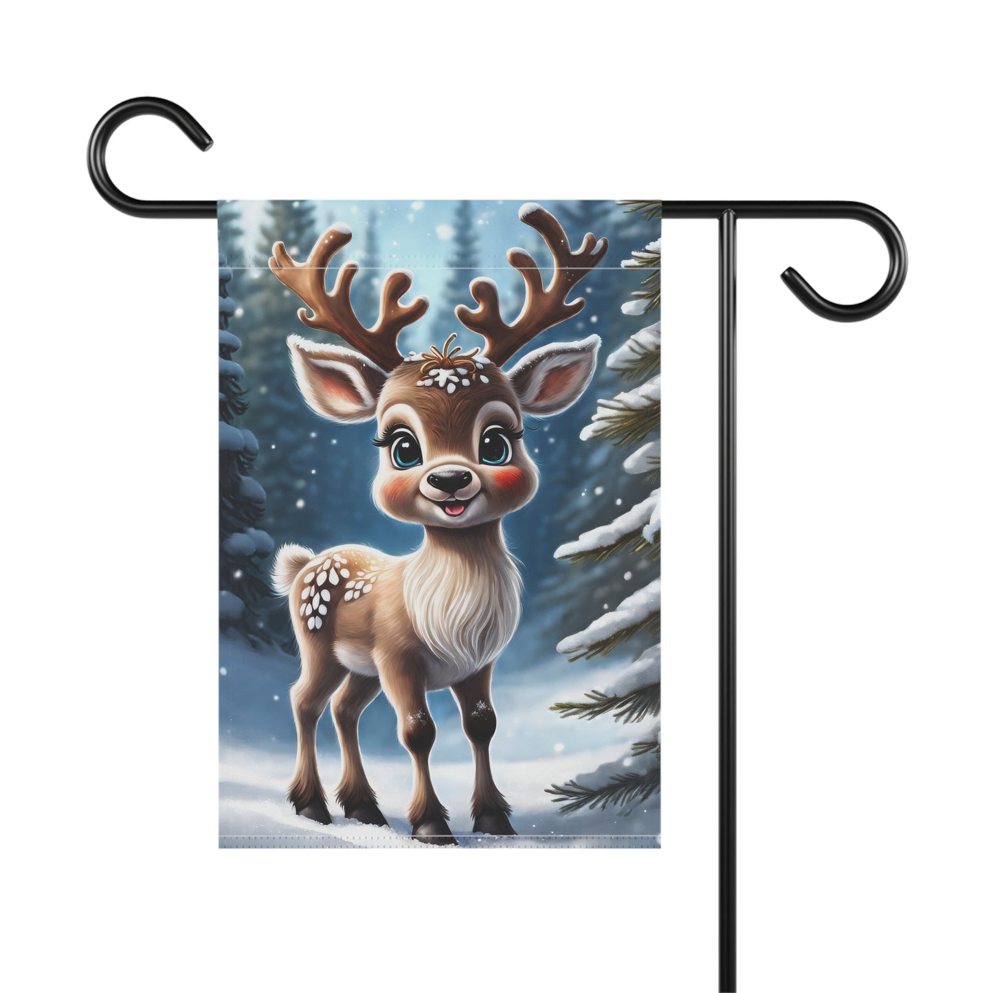 Cute Reindeer Holiday Garden Flag/ House Banner