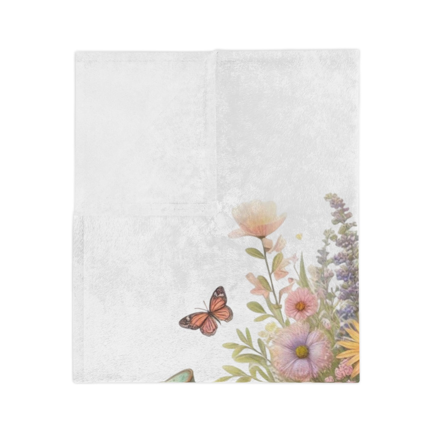 "Hello Spring" Floral Watering Can Velveteen Blanket