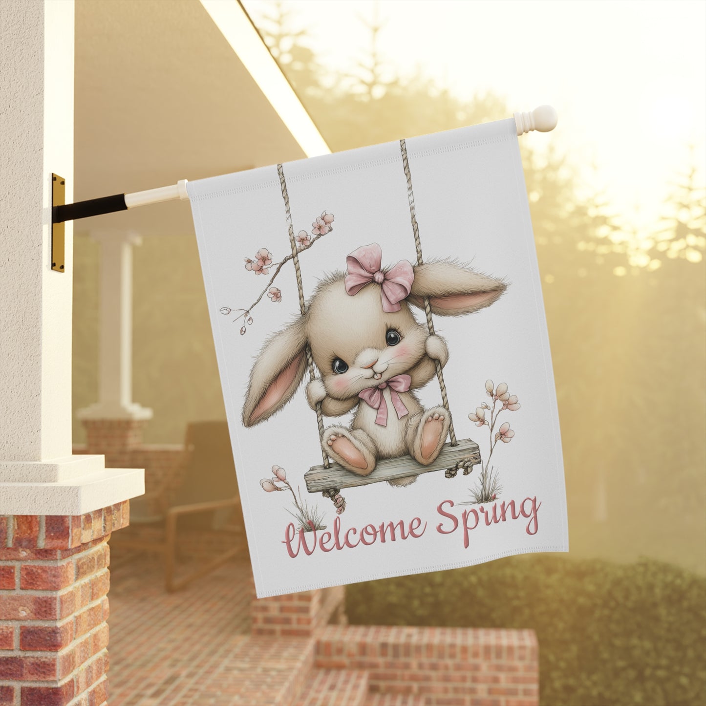 Cute Bunny Welcome Spring Flag