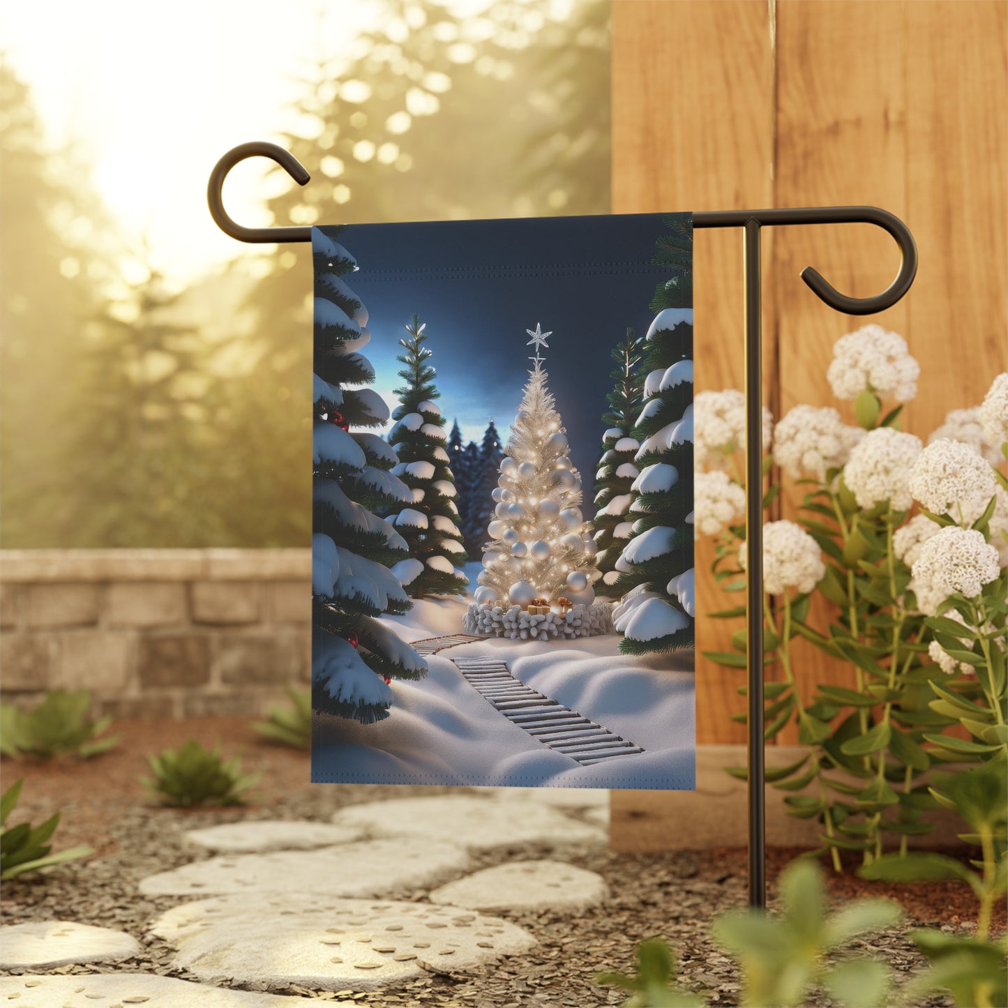 Magical Illuminated Forest Garden Flag
