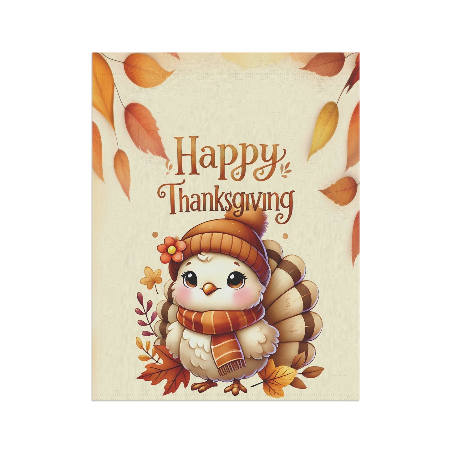 Cute Cozy Turkey Thanksgiving Garden Flag