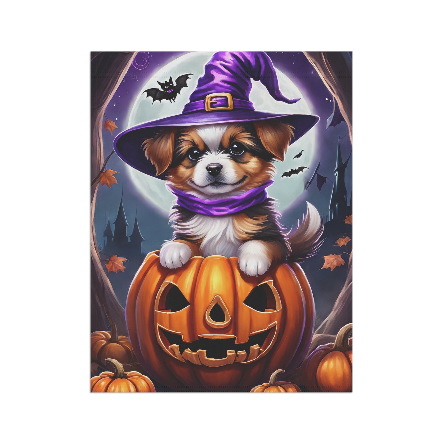 Adorable Puppy Halloween Garden Flag/ House Banner