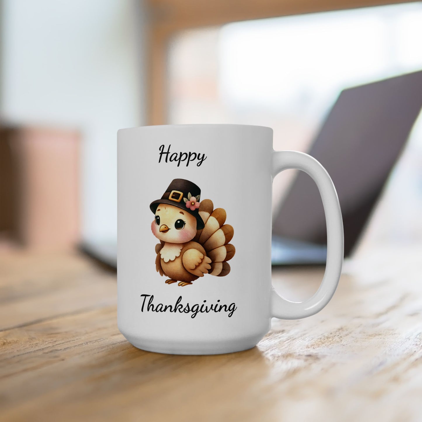 Thanksgiving Turkey Ceramic Mug with a Sweet Baby Turkey