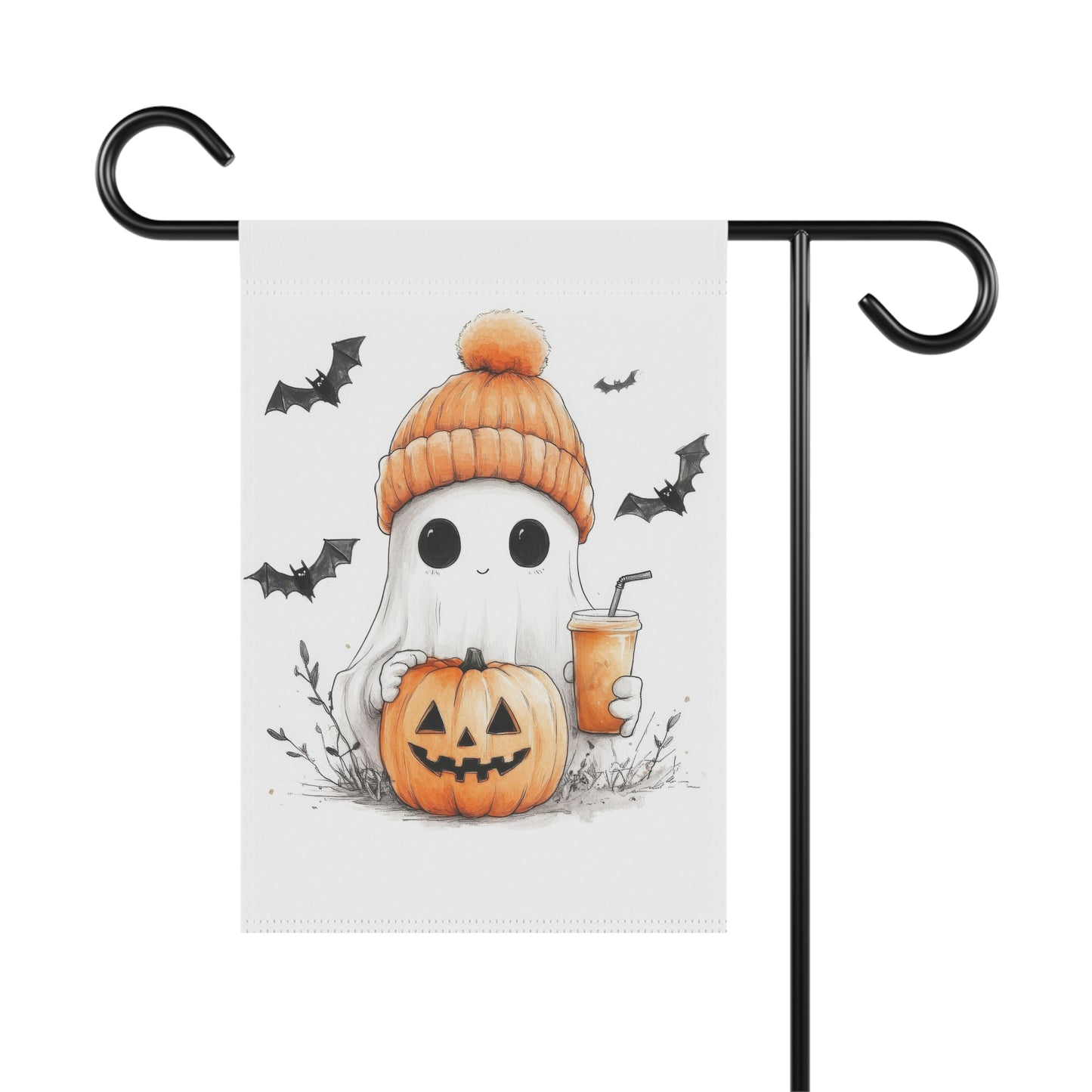 Cozy Cute Ghost Halloween Garden Flag