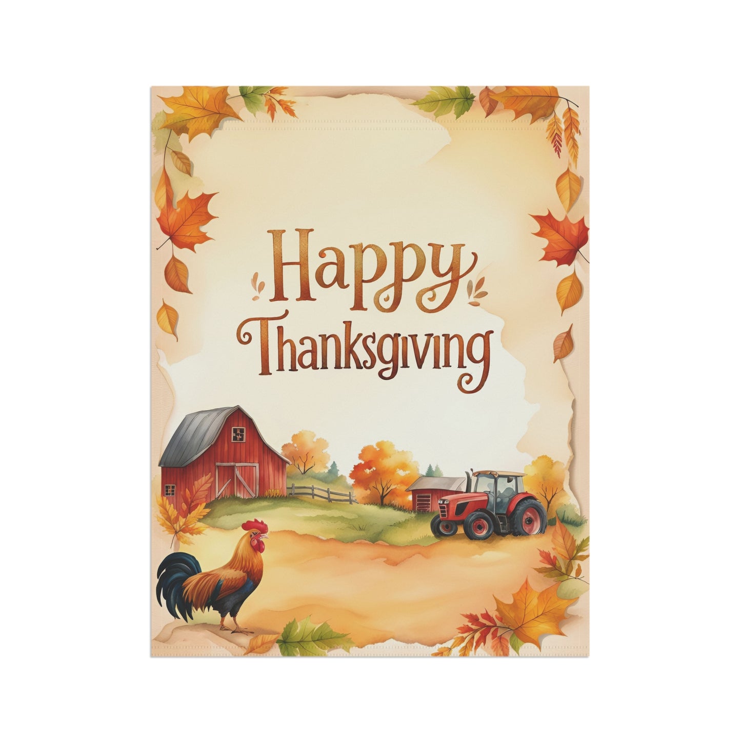 Happy Thanksgiving Rustic Fall Farm Garden Flag