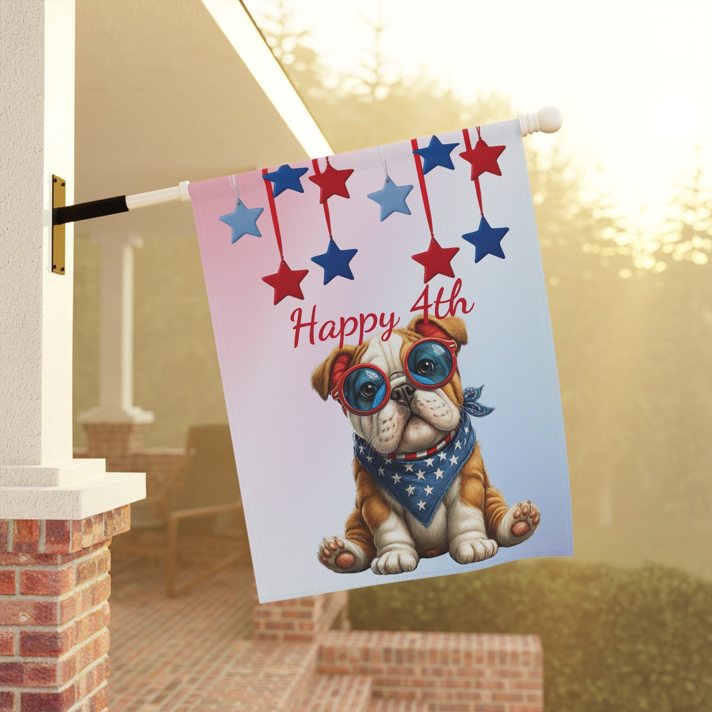 Cool Patriotic Bulldog Garden Flag