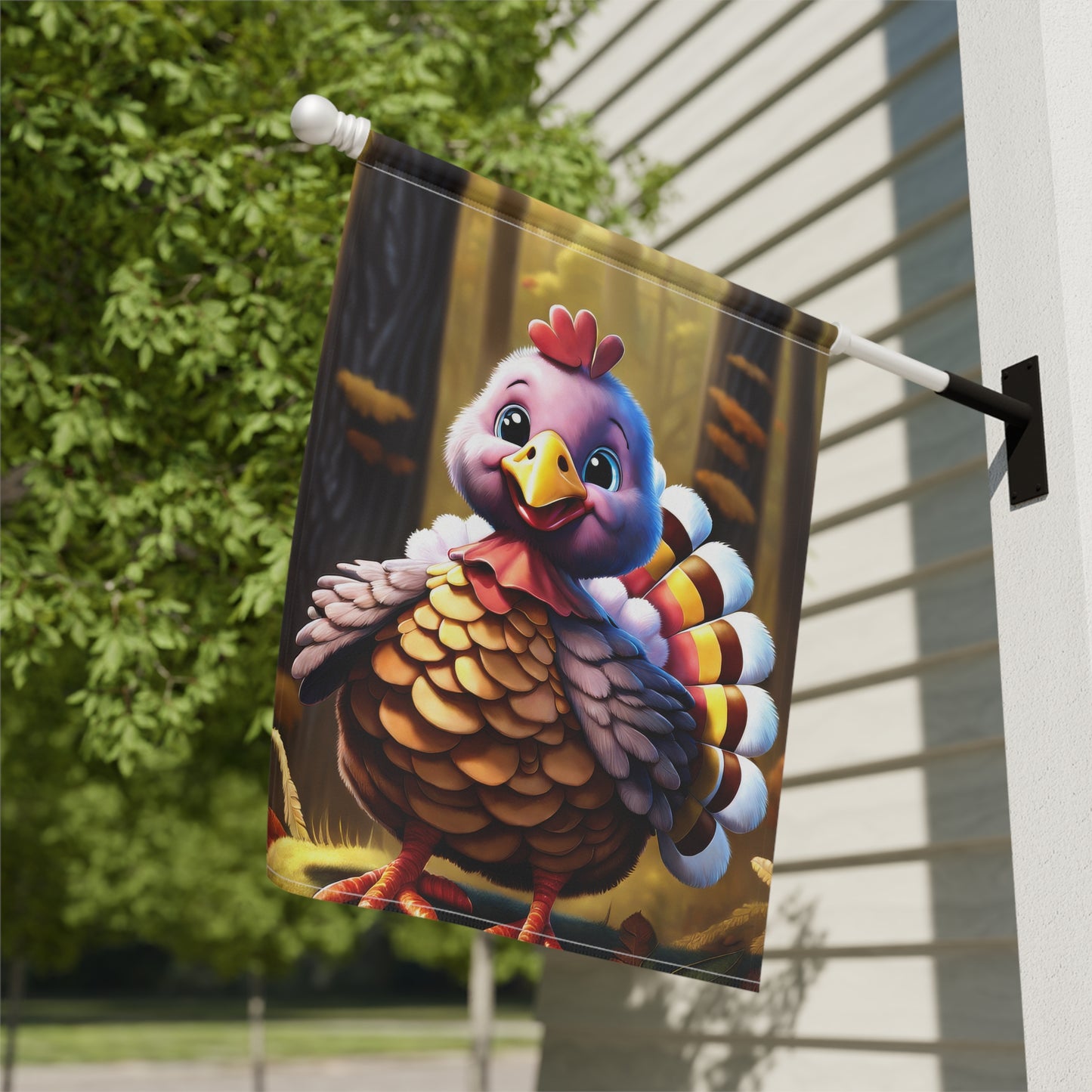 Adorable Thanksgiving Turkey Garden Flag