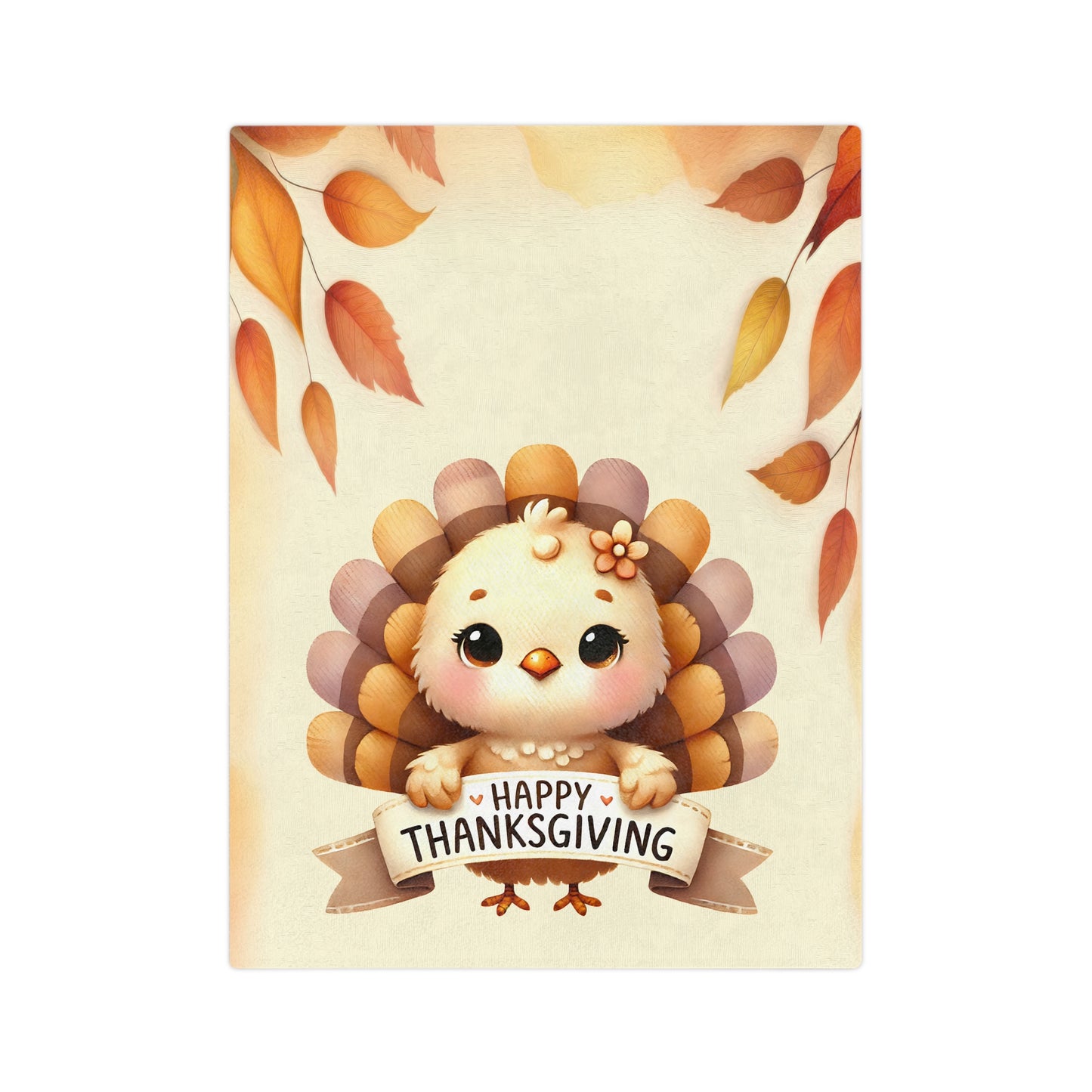 Happy Thanksgiving Banner Turkey Velveteen Blanket