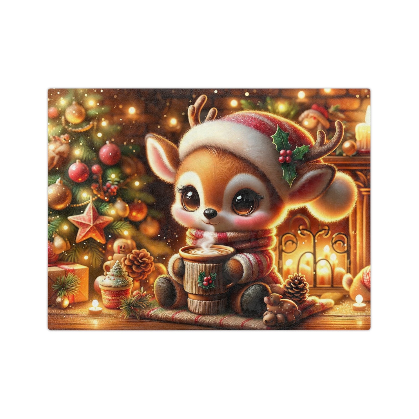 Cozy Reindeer with Hot Cocoa Velveteen Blanket