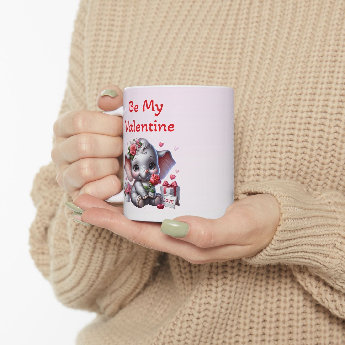 Adorable Elephant "Be My Valentine" Coffee Mug