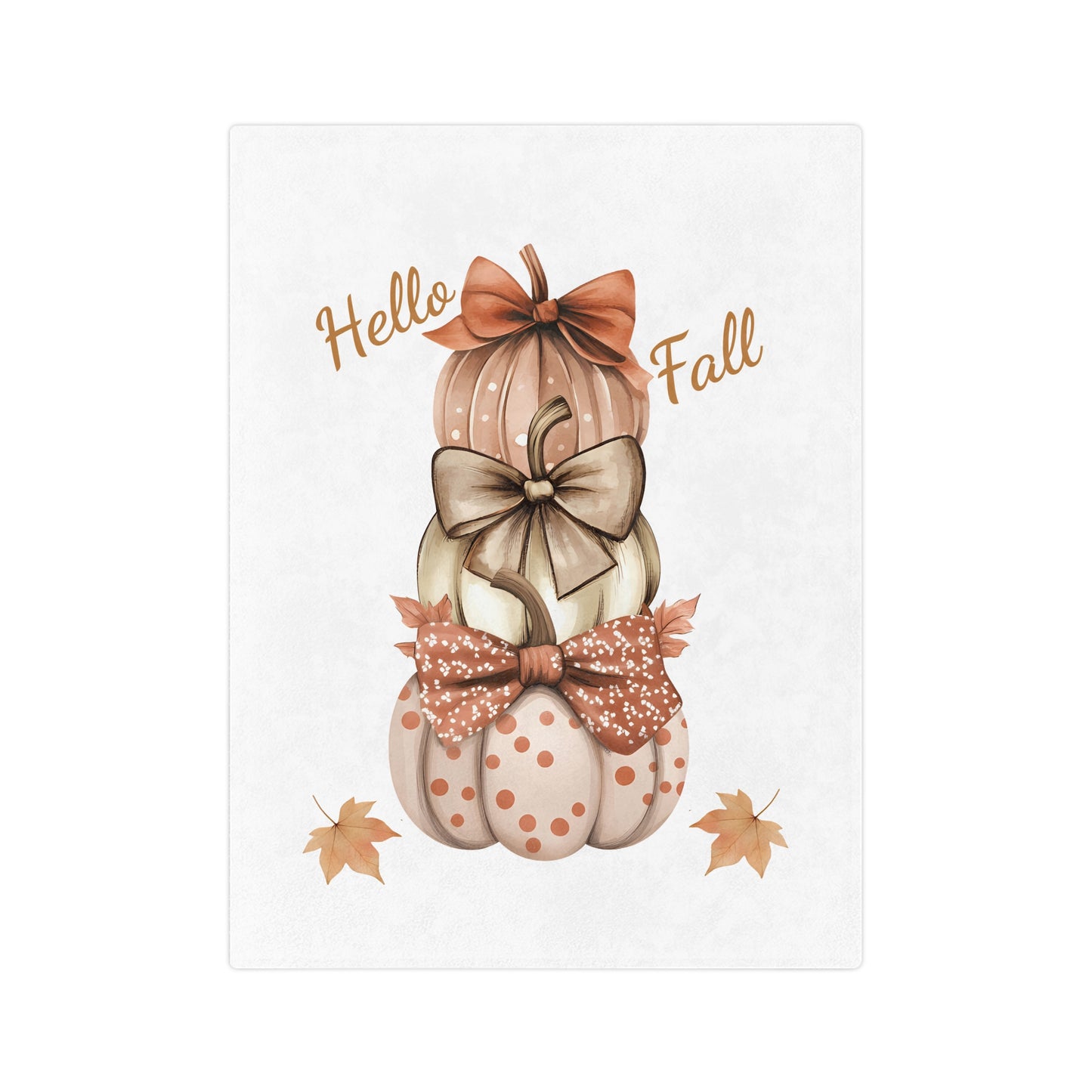 Hello Fall Stacked Pumpkins Velveteen Blanket