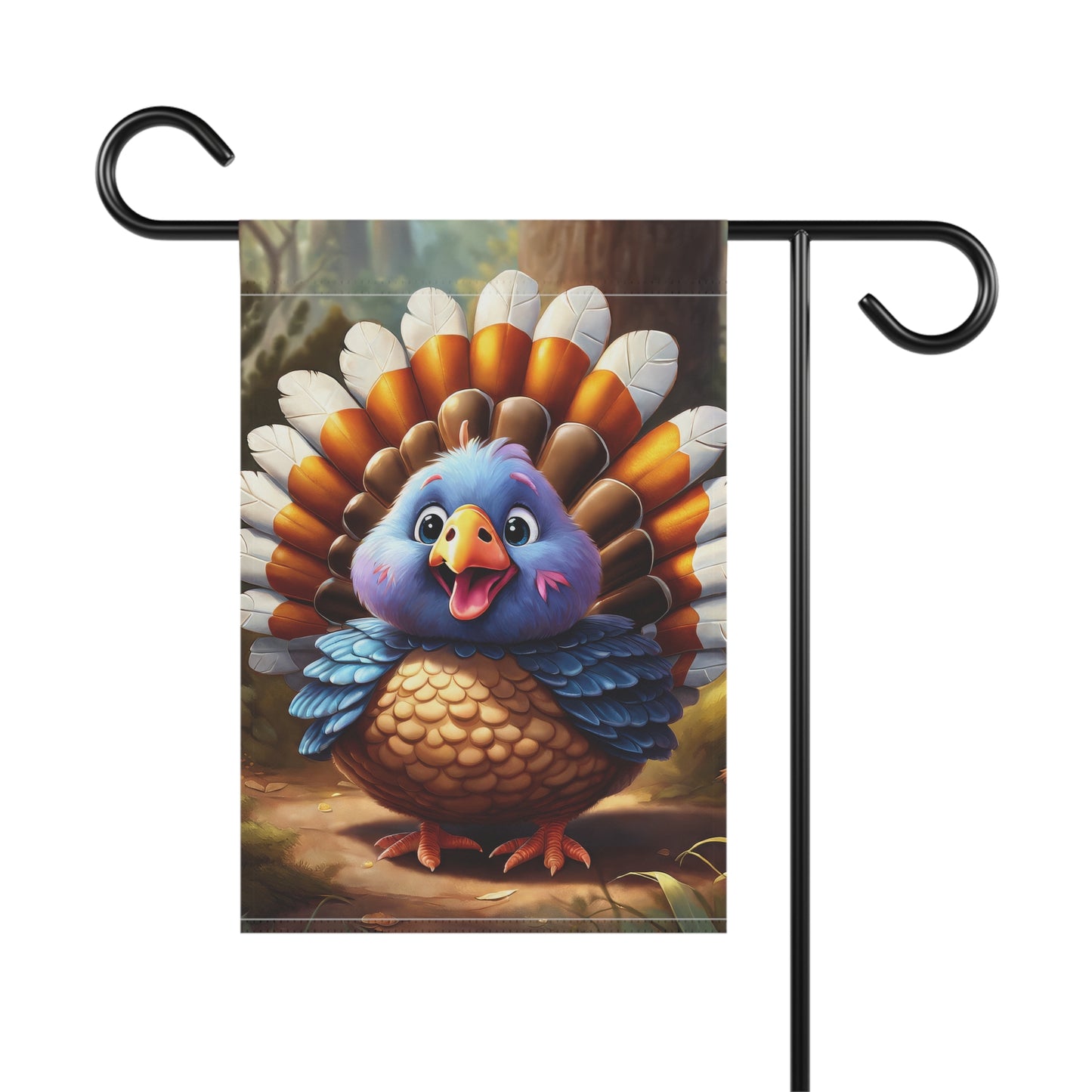 Cute Cartoon Thanksgiving Turkey Garden Flag