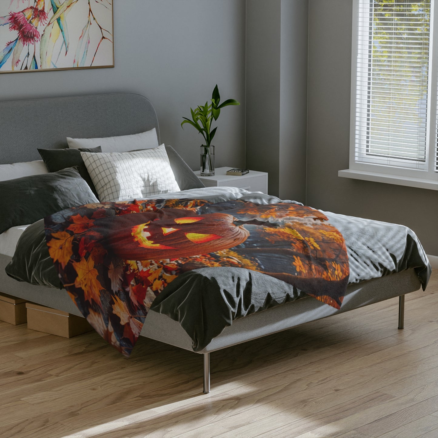 Spooky Forest Jack-o'-Lantern Halloween Plush Blanket