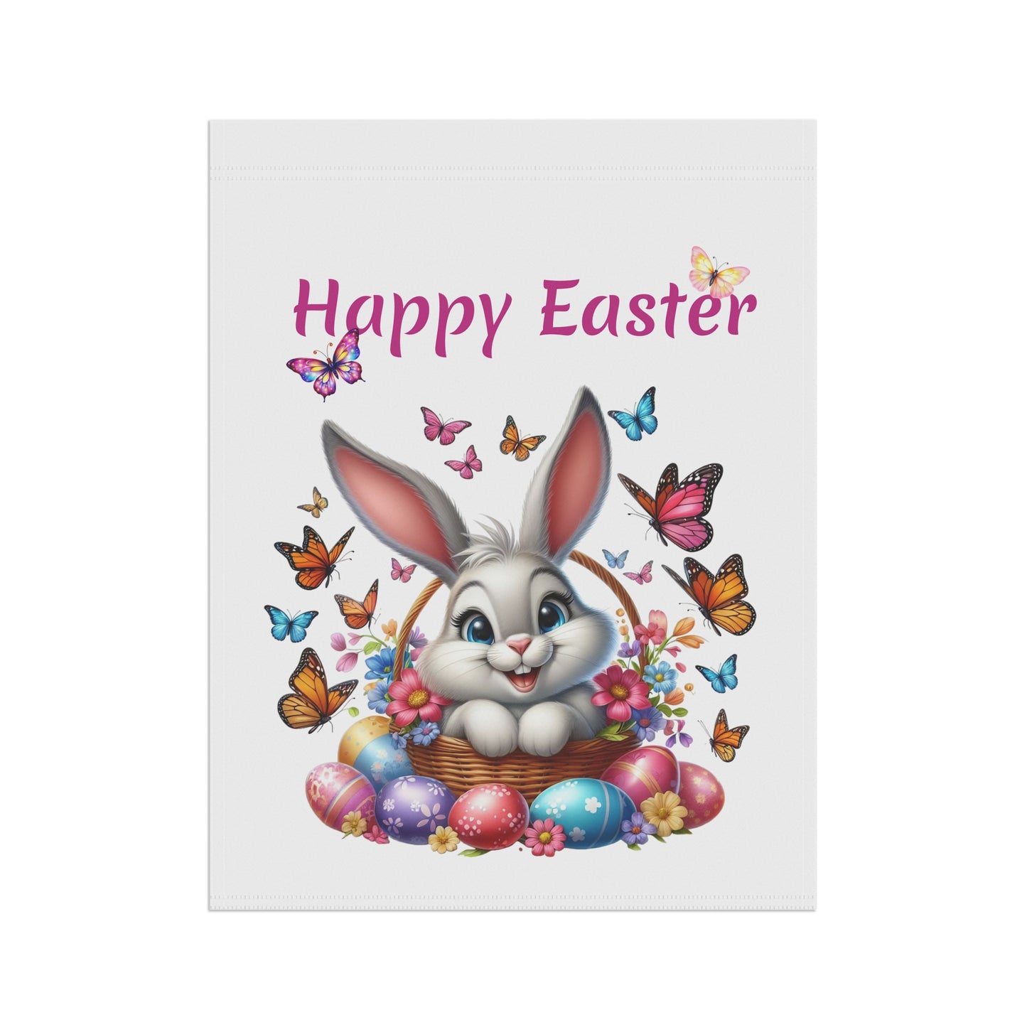 Bunny in Basket Easter Garden Flag
