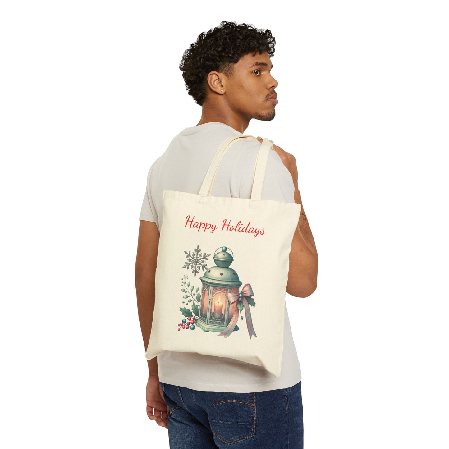 Festive Holiday Lantern Reusable Tote Bag