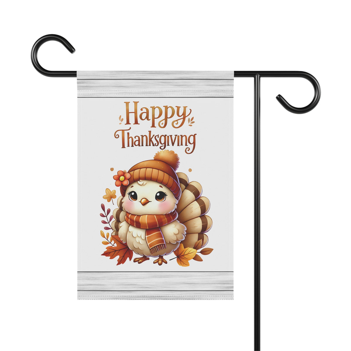 Cute Cozy Turkey Thanksgiving Garden Flag