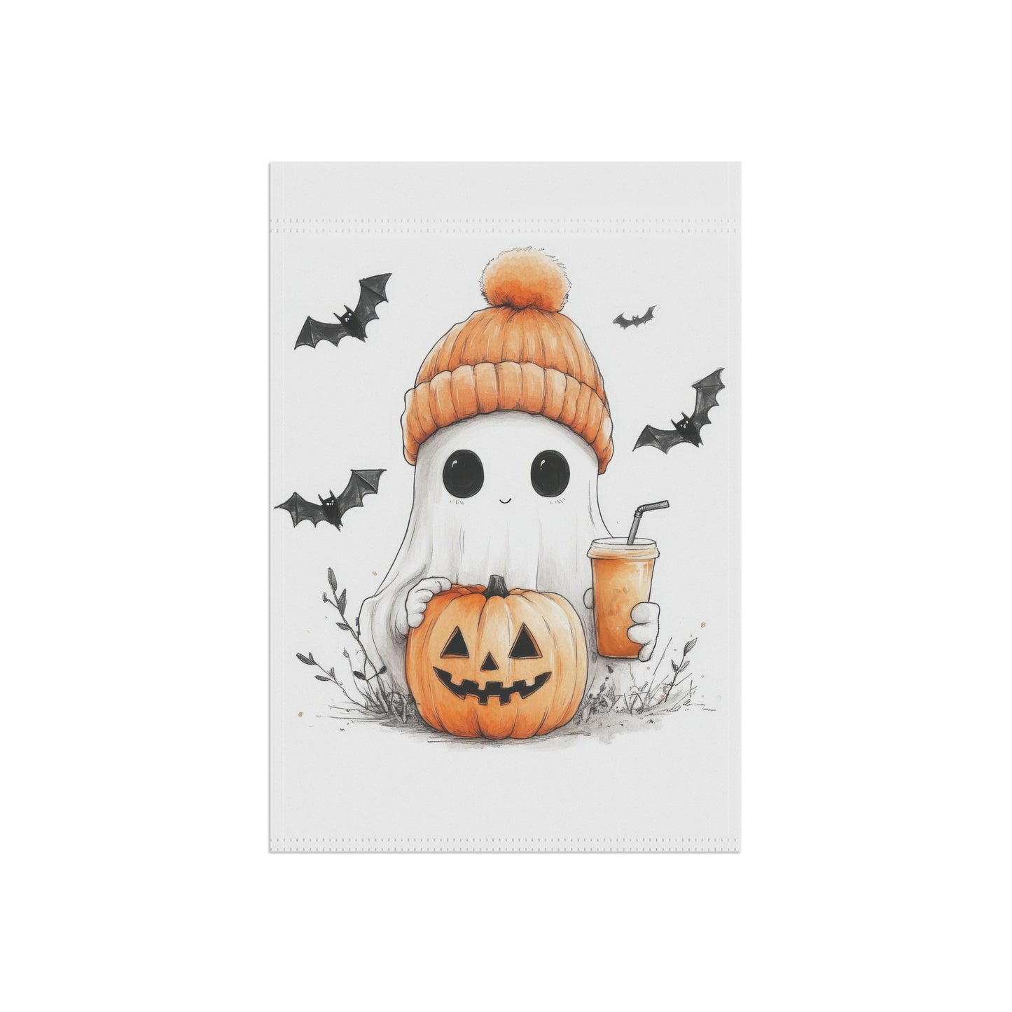 Cozy Cute Ghost Halloween Garden Flag