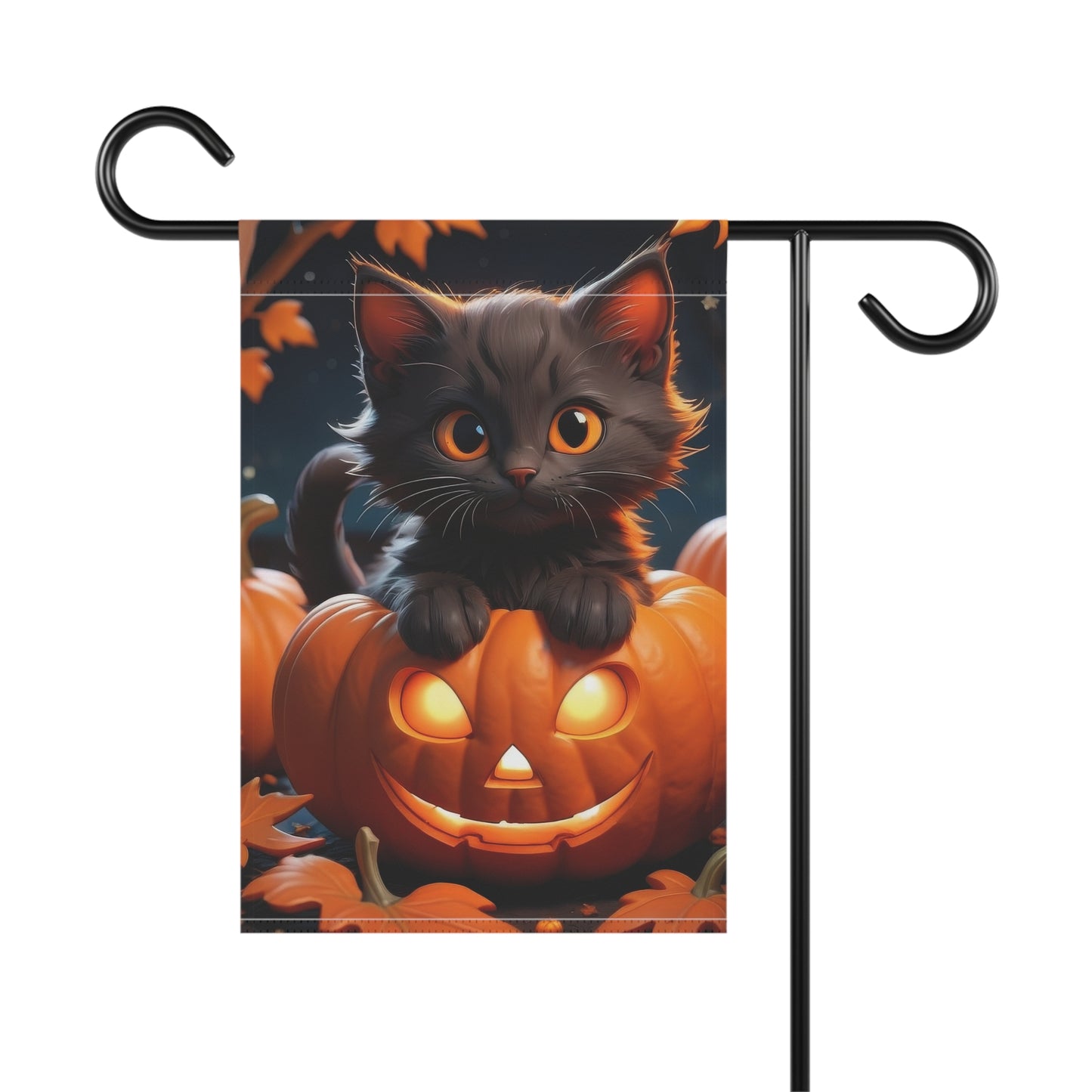 Cute Black Cat & Pumpkin Halloween Garden Flag