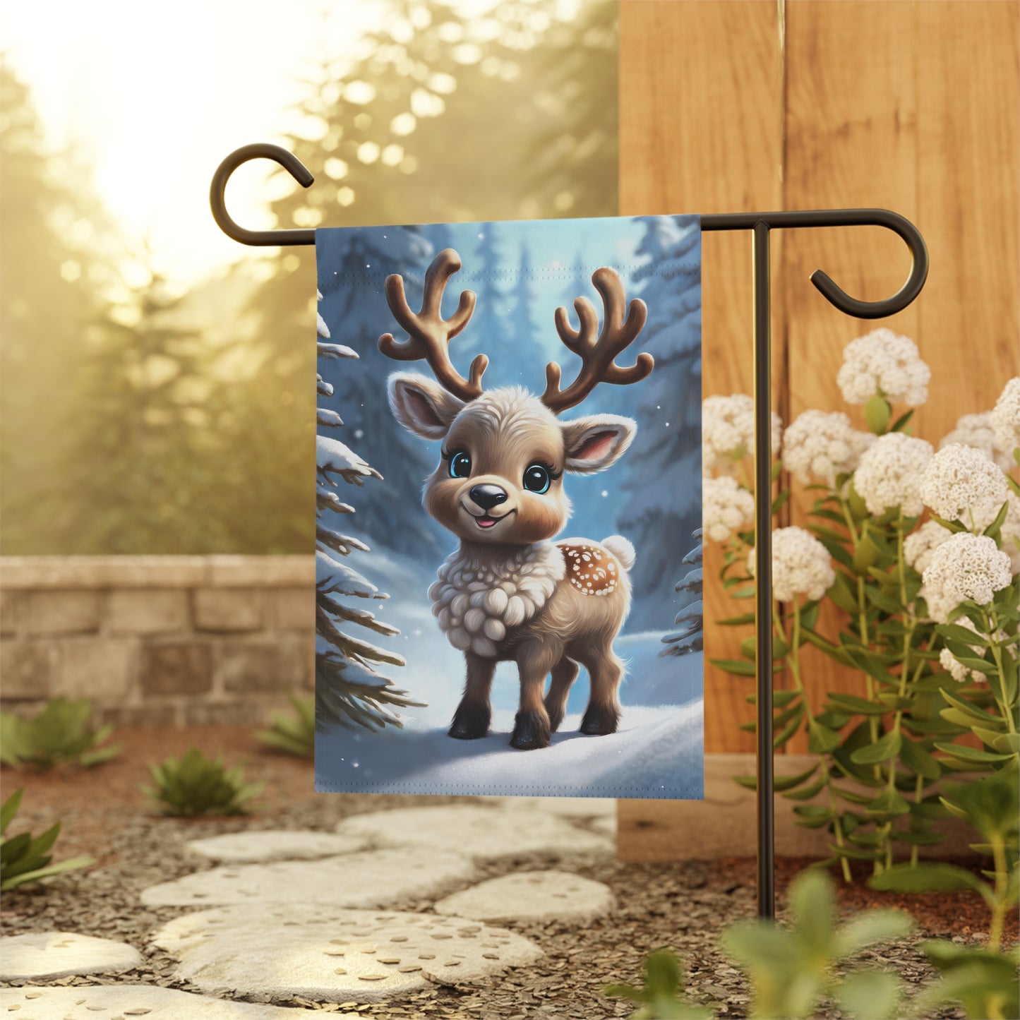 Precious Baby Reindeer Holiday Garden Flag/ House Banner