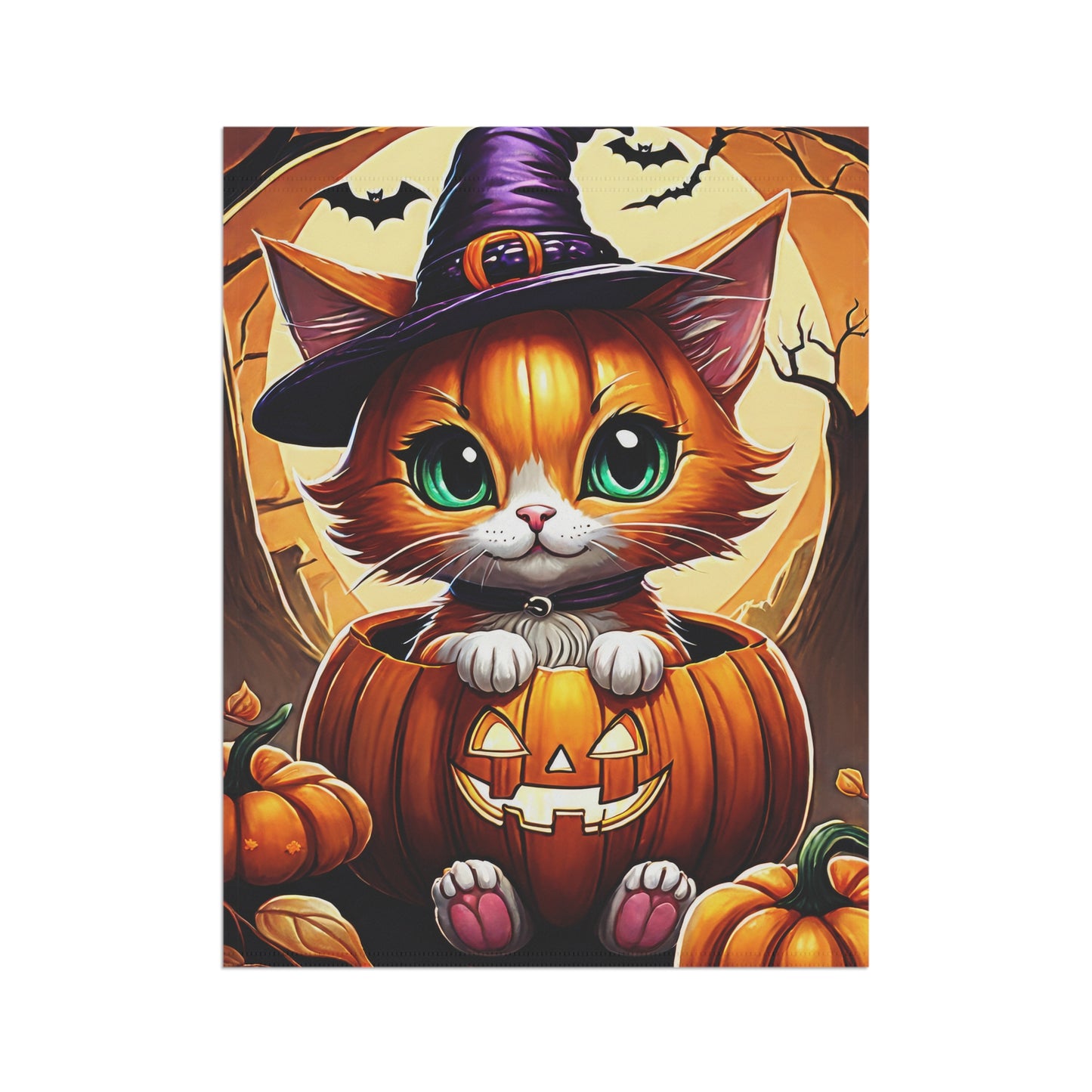 Playful Kitten Halloween Pumpkin Garden Flag