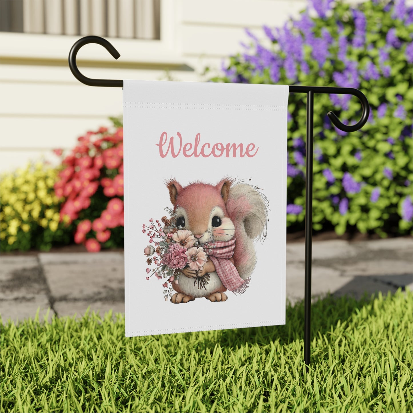 Welcome Squirrel Garden Flag