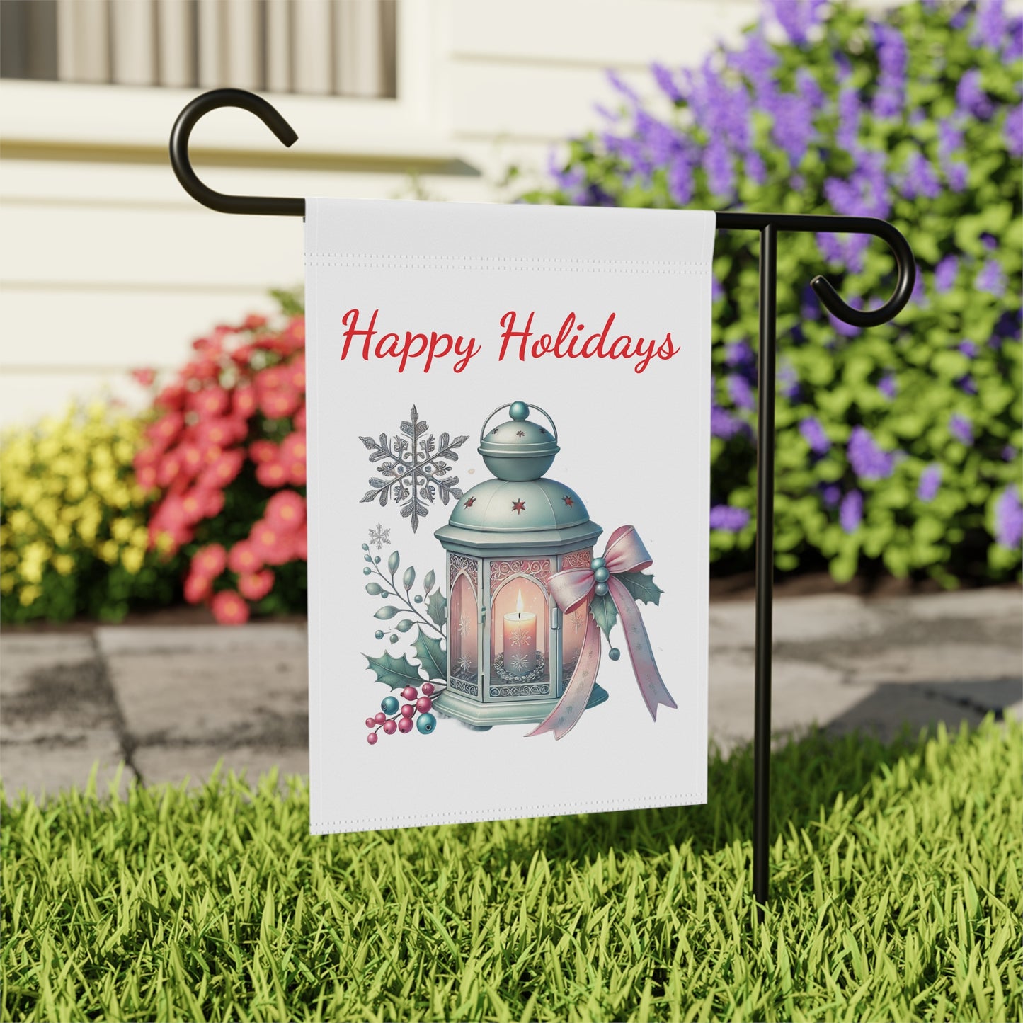 Joyful Holiday Lantern Garden Flag