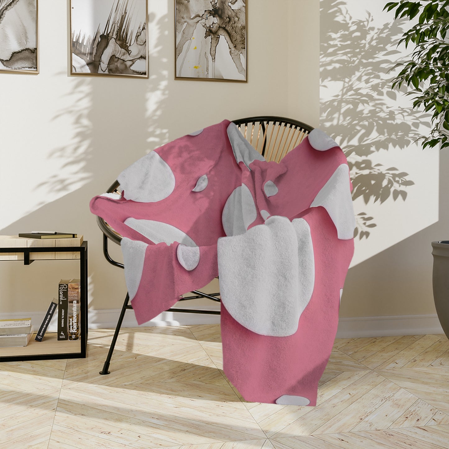 Pink & White Polka Dot Velveteen Blanket
